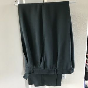 Armani steel blue wool blend slacks, pleat front, 46/12